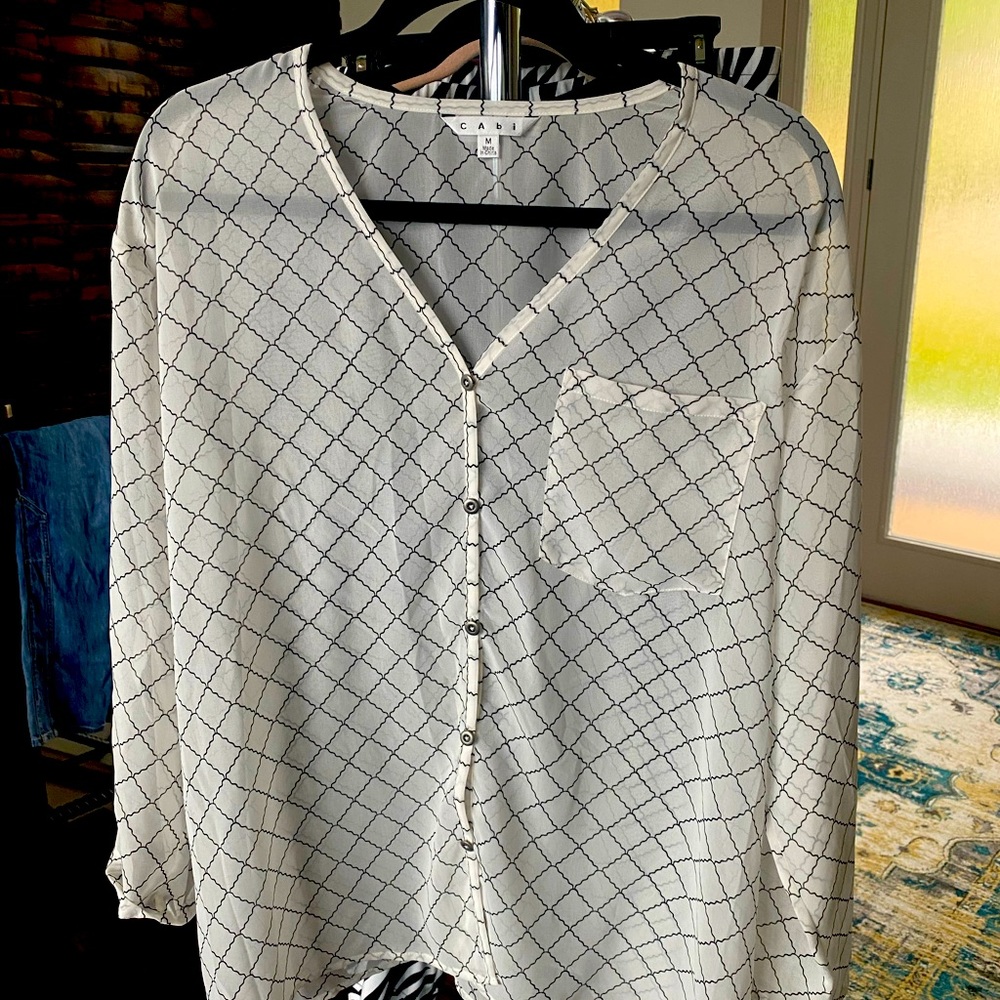Sheer button down blouse by CABI